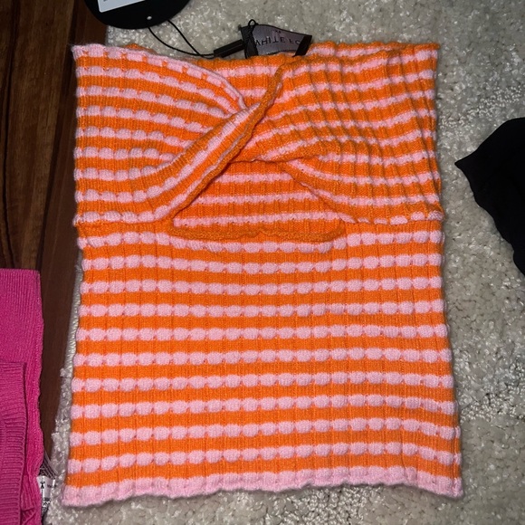 White fox pink and orange cut out tube top - Picture 2 of 2